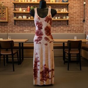 Enza Costa Silk Rib Tank Dress Midi Tie-Dye Pinks Lux Basics Size Small/XS